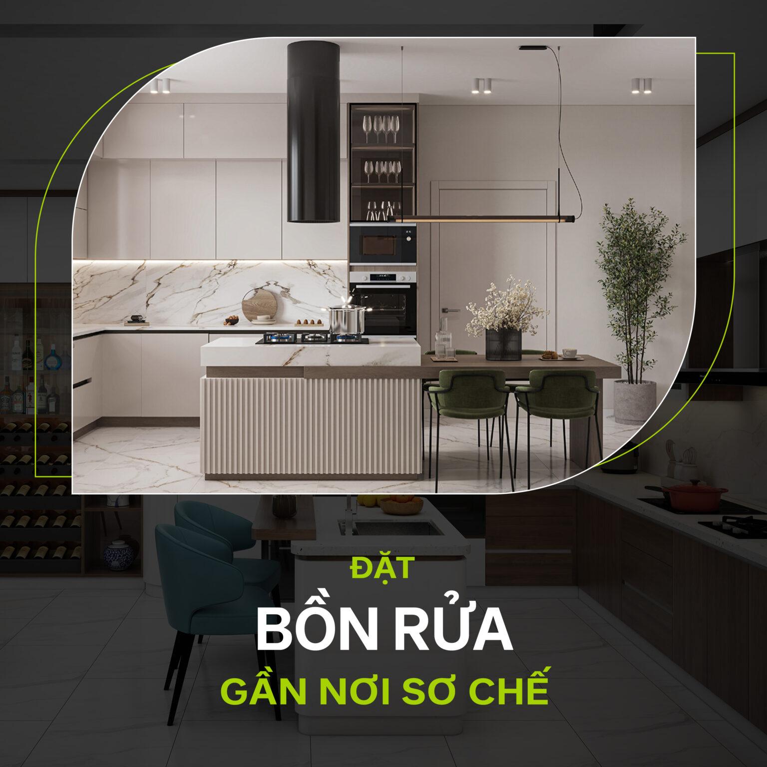 Cách bố trí bồn rửa và bếp