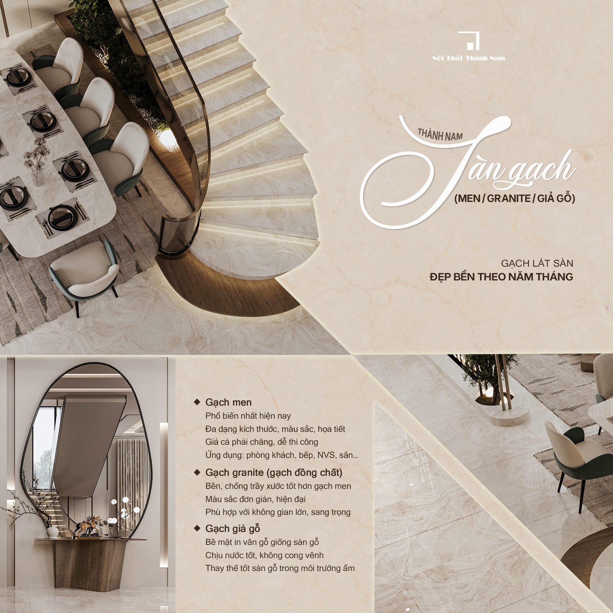 Sàn nhà nên chọn gạch, gỗ hay đá tự nhiên?